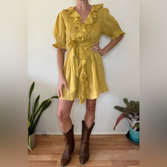 Doen mustard pintucked ruffle dress - Picture 6 of 11